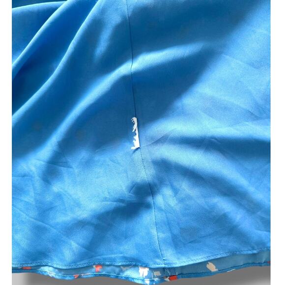 Joie Blue Floral Wrap Dress Size XS Long Sleeve V-Neck Midi Dress Asymmetric Hem - Picture 10 of 11